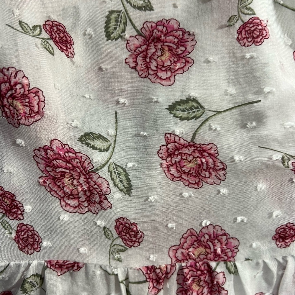 Planet Gold Egret Floral Button-Down Peplum Babydoll Peasant Top Size L (11/13) - Picture 5 of 9